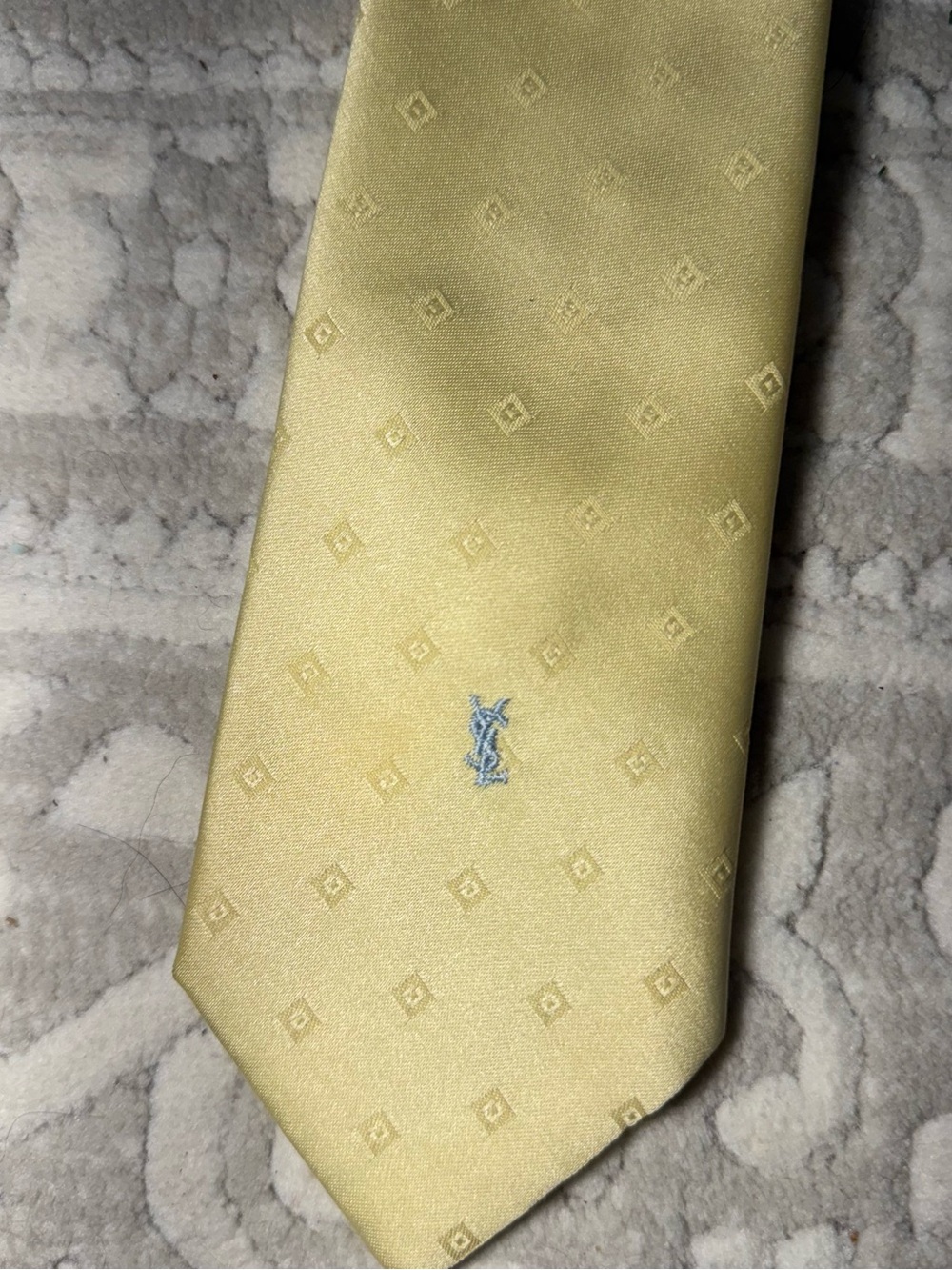 Yves Saint Laurent yellow and light blue logo tie🪩 - Picture 2 of 6